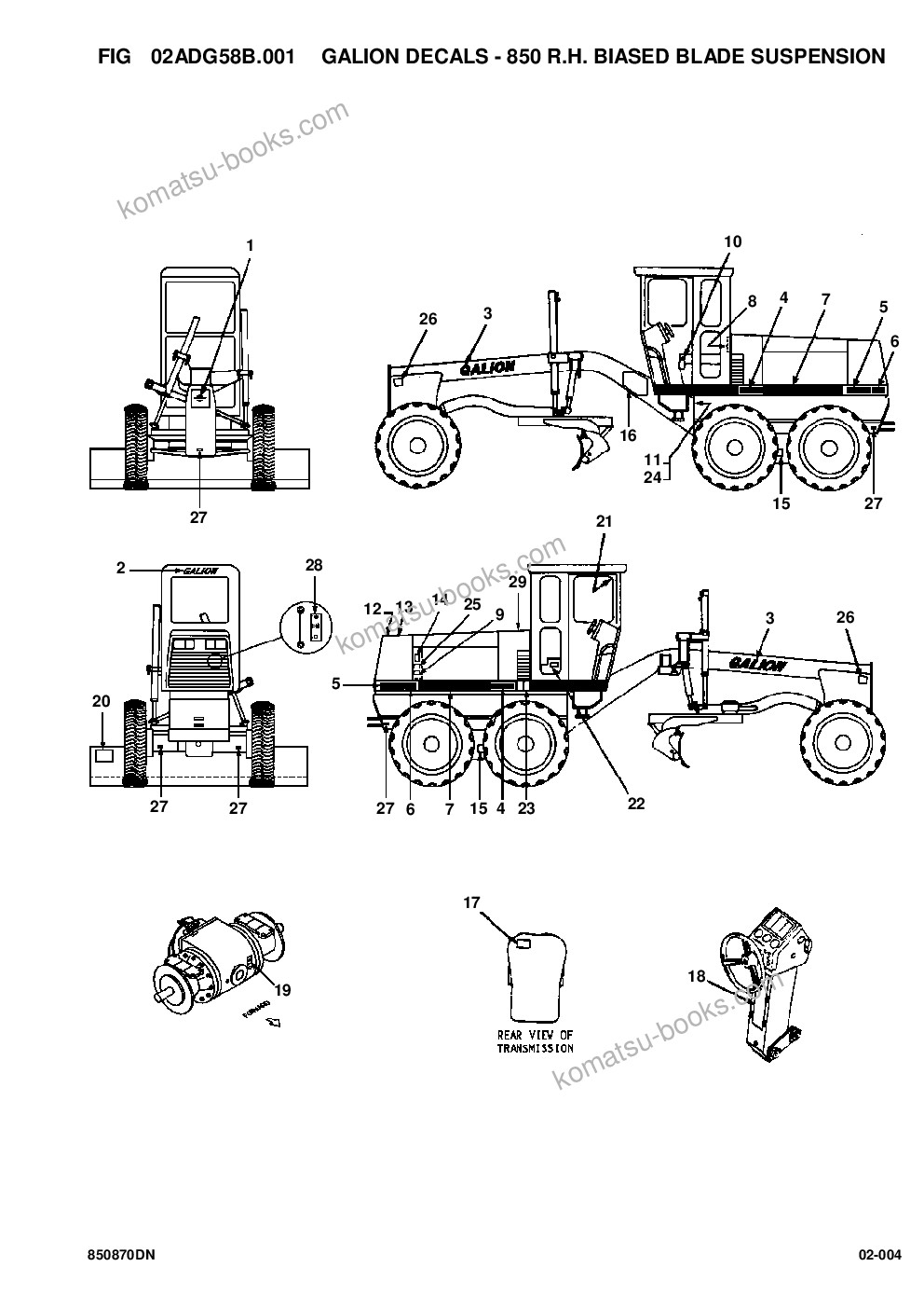 Komatsu 850, 850b, 850c, 870, 870b & 870c w/614t/s6d114 s/n u202002-up Parts catalog cover Page 5 Komatsu 850, 850b, 850c, 870, 870b & 870c w/614t/s6d114 s/n u202002-up Parts catalog cover Page 5