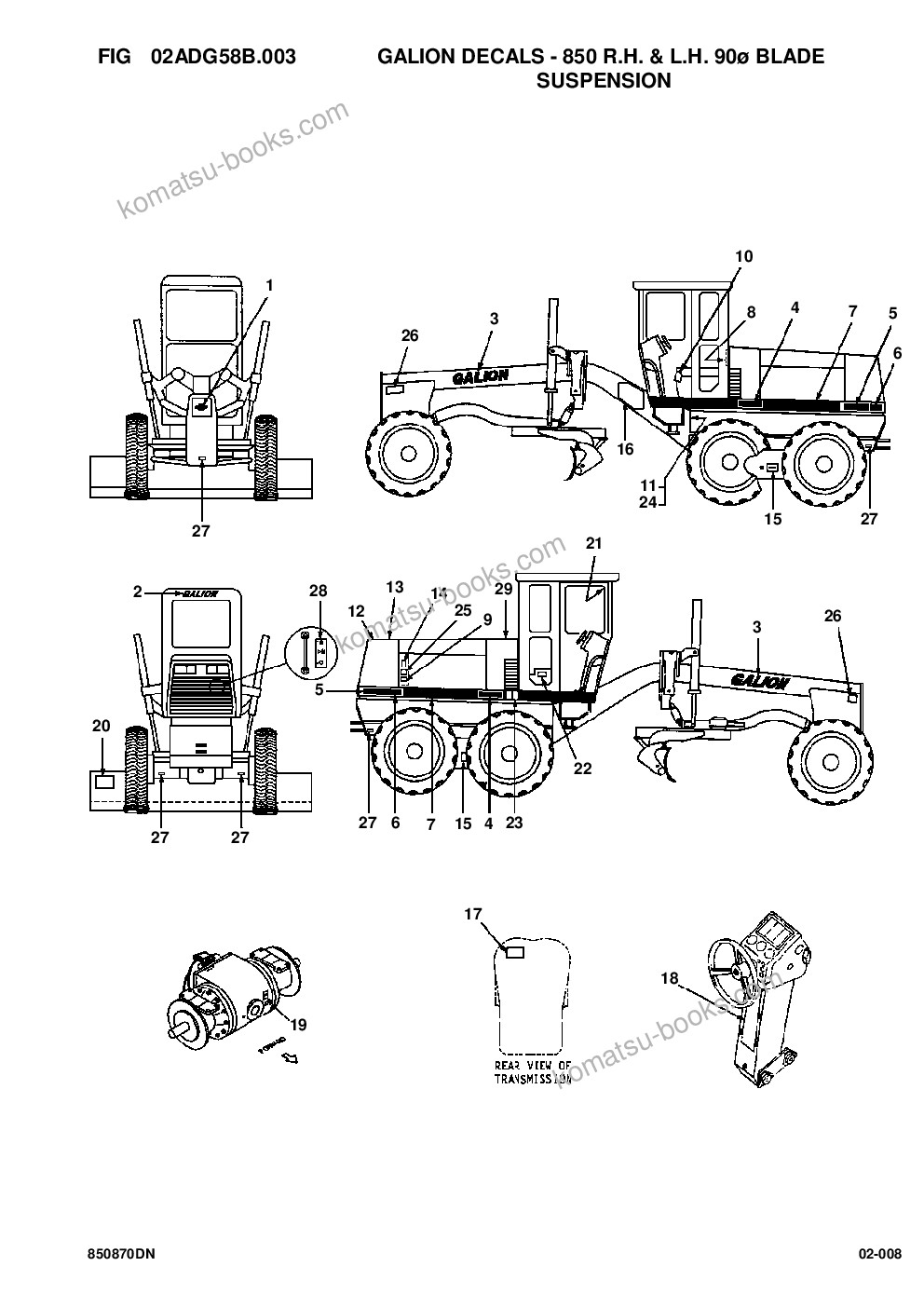 Komatsu 850, 850b, 850c, 870, 870b & 870c w/614t/s6d114 s/n u202002-up Parts catalog cover Page 9 Komatsu 850, 850b, 850c, 870, 870b & 870c w/614t/s6d114 s/n u202002-up Parts catalog cover Page 9