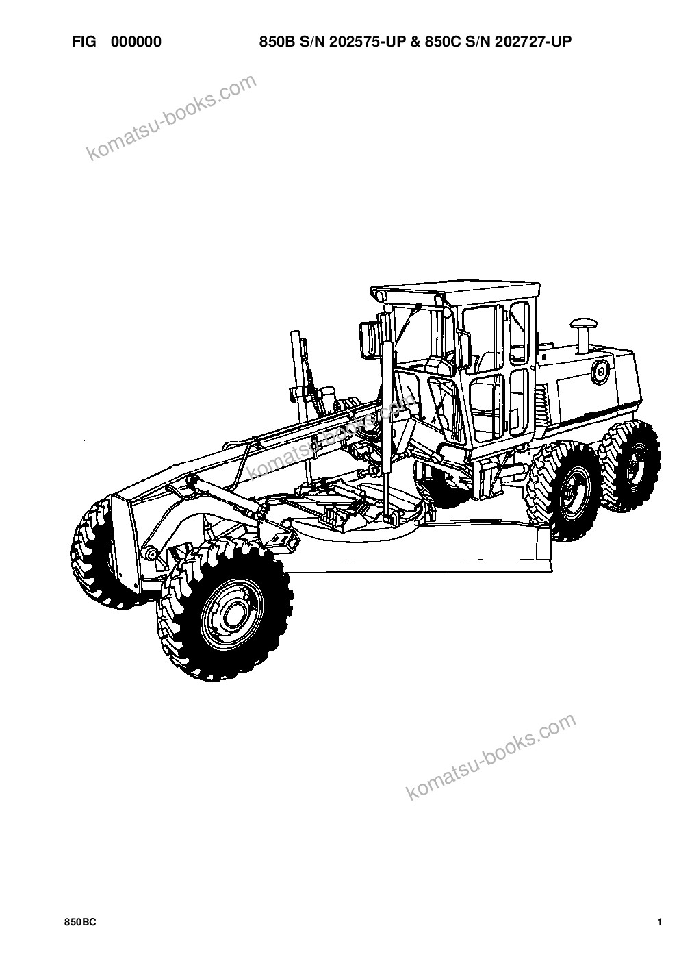 Komatsu 850b s/n u202575-up & 850c s/n u202727-up Parts catalog cover