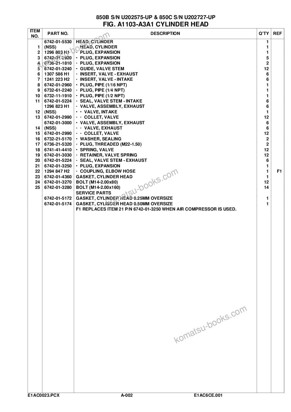 Komatsu 850b s/n u202575-up & 850c s/n u202727-up Parts catalog cover Page 5
