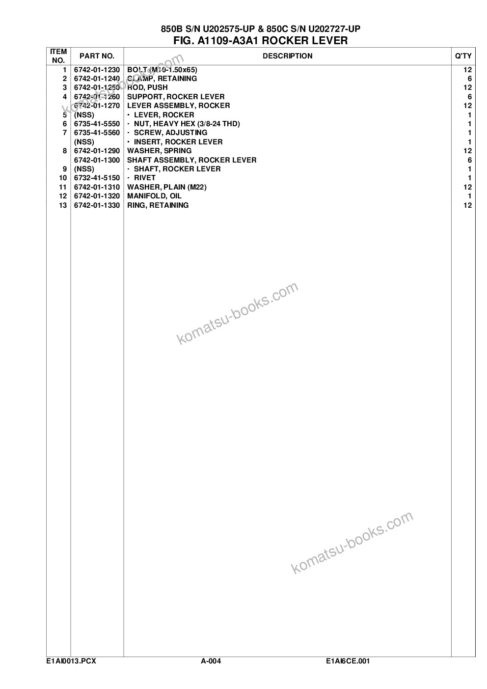 Komatsu 850b s/n u202575-up & 850c s/n u202727-up Parts catalog cover Page 7