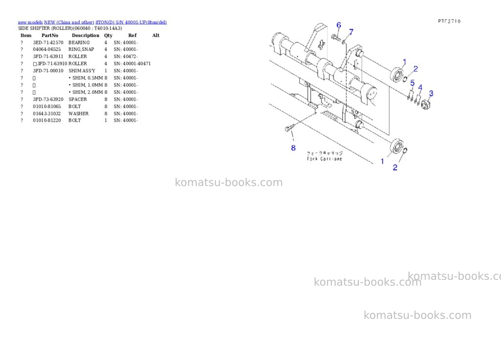 Komatsu 8tond s/n 40001-up Parts catalog cover Page 10