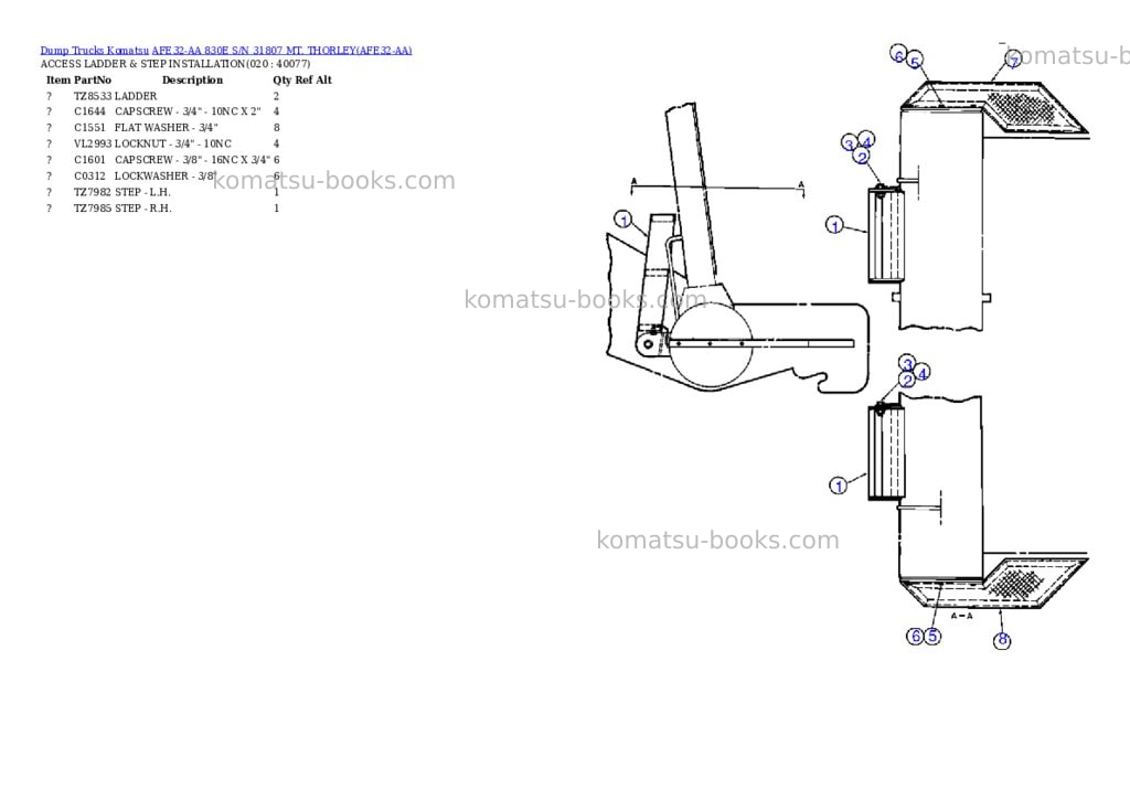 Komatsu afe32-aa 830e s/n 31807 mt. thorley Parts catalog cover Page 10 Komatsu afe32-aa 830e s/n 31807 mt. thorley Parts catalog cover Page 10