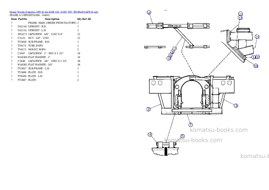 Komatsu afe32-aa 830e s/n 31807 mt. thorley Parts catalog cover Page 2 Komatsu afe32-aa 830e s/n 31807 mt. thorley Parts catalog cover Page 2