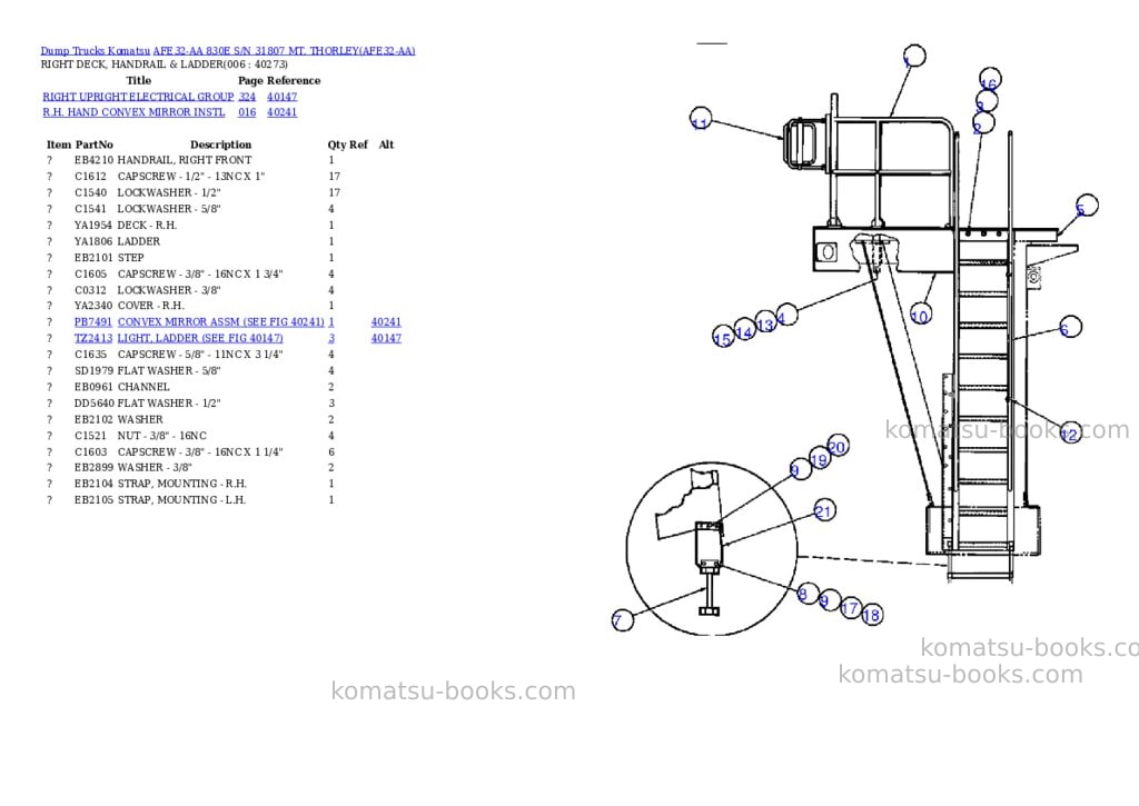 Komatsu afe32-aa 830e s/n 31807 mt. thorley Parts catalog cover Page 3 Komatsu afe32-aa 830e s/n 31807 mt. thorley Parts catalog cover Page 3