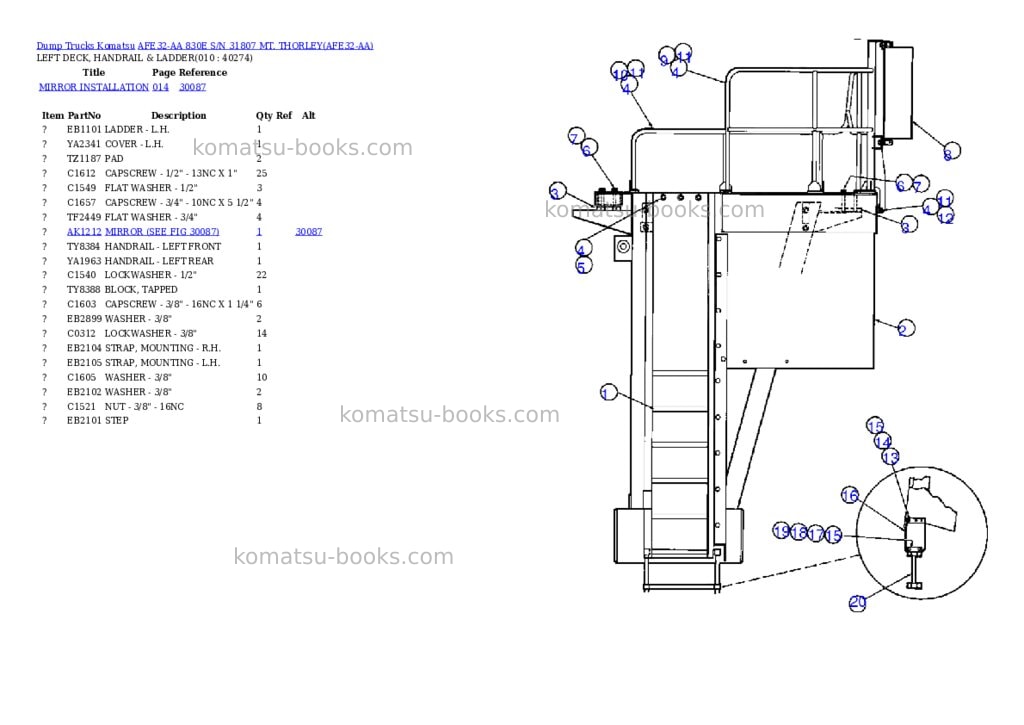 Komatsu afe32-aa 830e s/n 31807 mt. thorley Parts catalog cover Page 5 Komatsu afe32-aa 830e s/n 31807 mt. thorley Parts catalog cover Page 5