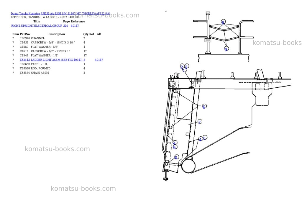 Komatsu afe32-aa 830e s/n 31807 mt. thorley Parts catalog cover Page 6 Komatsu afe32-aa 830e s/n 31807 mt. thorley Parts catalog cover Page 6