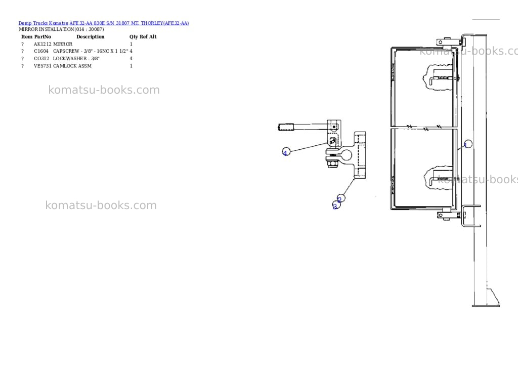 Komatsu afe32-aa 830e s/n 31807 mt. thorley Parts catalog cover Page 7 Komatsu afe32-aa 830e s/n 31807 mt. thorley Parts catalog cover Page 7