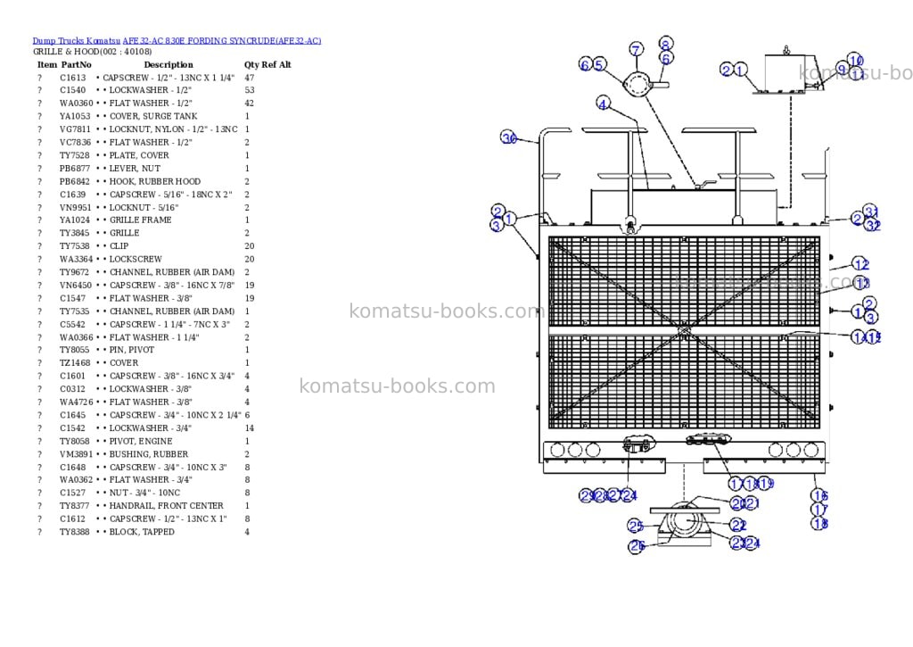 Komatsu afe32-ac 830e fording syncrude Parts catalog cover Komatsu afe32-ac 830e fording syncrude Parts catalog cover