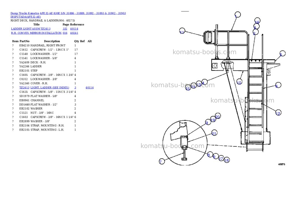 Komatsu afe32-ae 830e s/n 31886 - 31889, 31892 - 31893 & 31902 - 31903 disputada Parts catalog cover Page 2