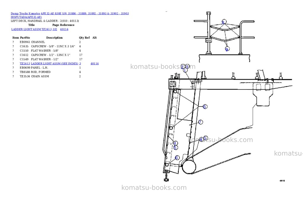 Komatsu afe32-ae 830e s/n 31886 - 31889, 31892 - 31893 & 31902 - 31903 disputada Parts catalog cover Page 5