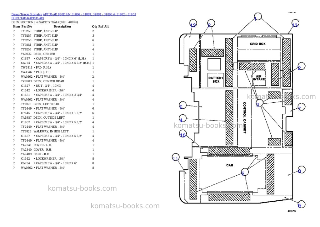 Komatsu afe32-ae 830e s/n 31886 - 31889, 31892 - 31893 & 31902 - 31903 disputada Parts catalog cover Page 6