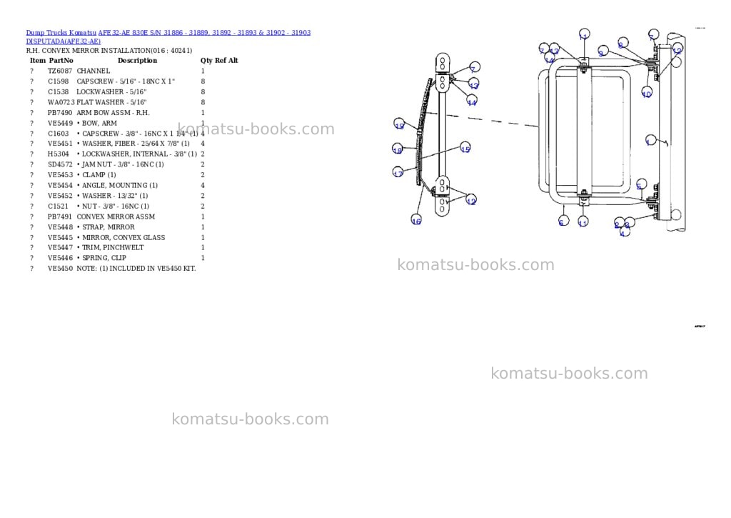 Komatsu afe32-ae 830e s/n 31886 - 31889, 31892 - 31893 & 31902 - 31903 disputada Parts catalog cover Page 8