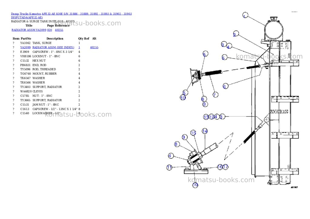 Komatsu afe32-ae 830e s/n 31886 - 31889, 31892 - 31893 & 31902 - 31903 disputada Parts catalog cover Page 9
