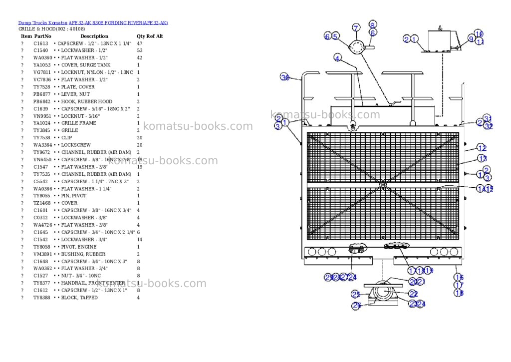Komatsu afe32-ak 830e fording river Parts catalog cover Komatsu afe32-ak 830e fording river Parts catalog cover