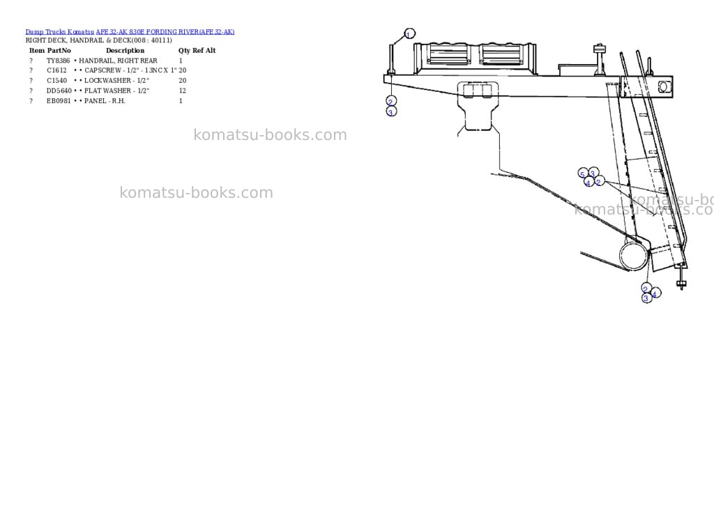 Komatsu afe32-ak 830e fording river Parts catalog cover Page 4 Komatsu afe32-ak 830e fording river Parts catalog cover Page 4