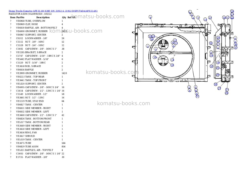Komatsu afe32-an 830e s/n 31952 & 31953 disputada Parts catalog cover Page 10