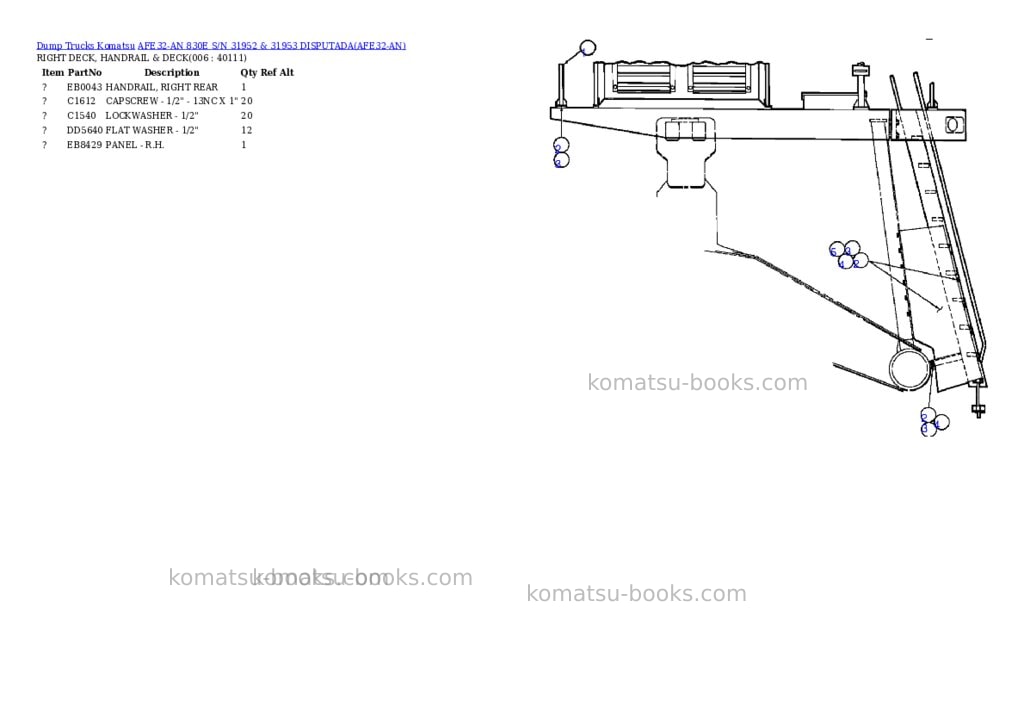 Komatsu afe32-an 830e s/n 31952 & 31953 disputada Parts catalog cover Page 3