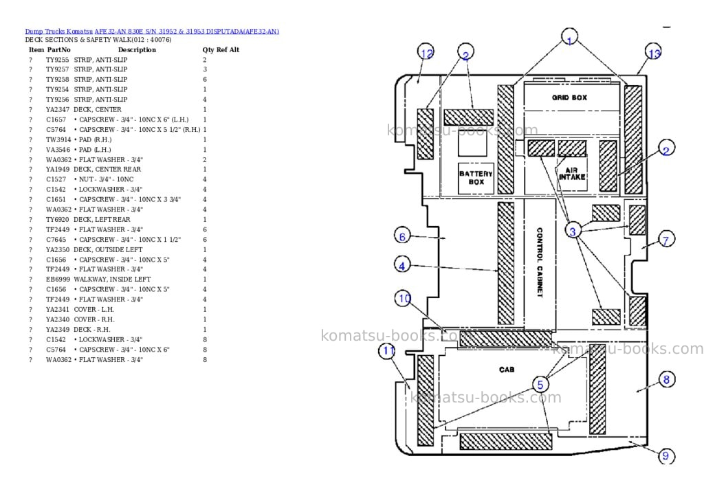 Komatsu afe32-an 830e s/n 31952 & 31953 disputada Parts catalog cover Page 6