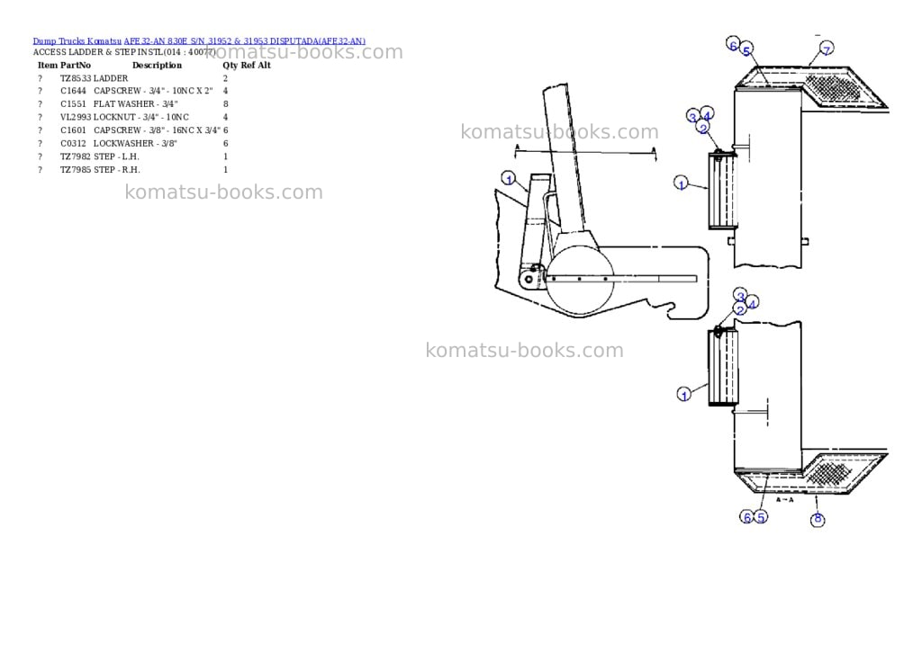 Komatsu afe32-an 830e s/n 31952 & 31953 disputada Parts catalog cover Page 7