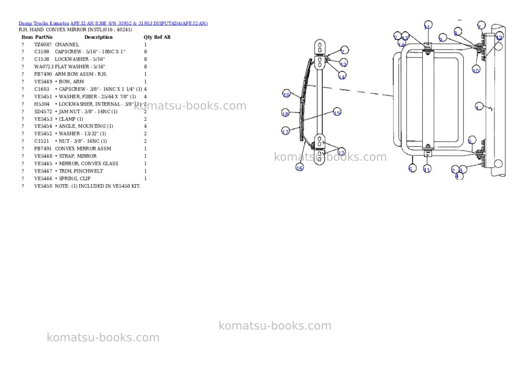 Komatsu afe32-an 830e s/n 31952 & 31953 disputada Parts catalog cover Page 8