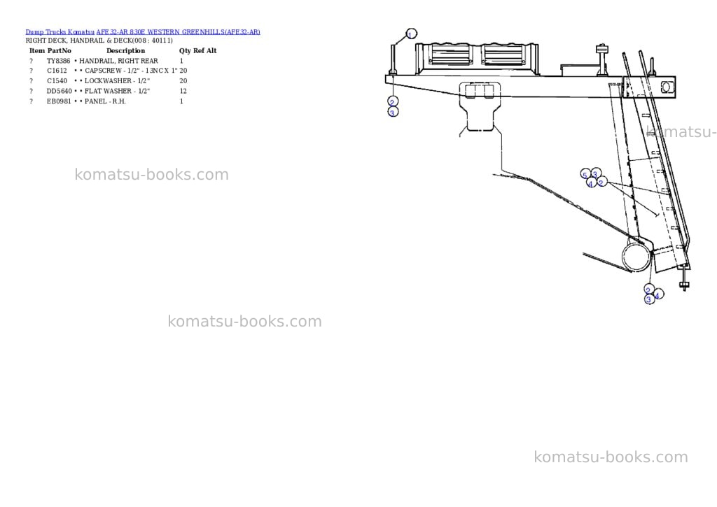 Komatsu afe32-ar 830e western greenhills Parts catalog cover Page 4 Komatsu afe32-ar 830e western greenhills Parts catalog cover Page 4