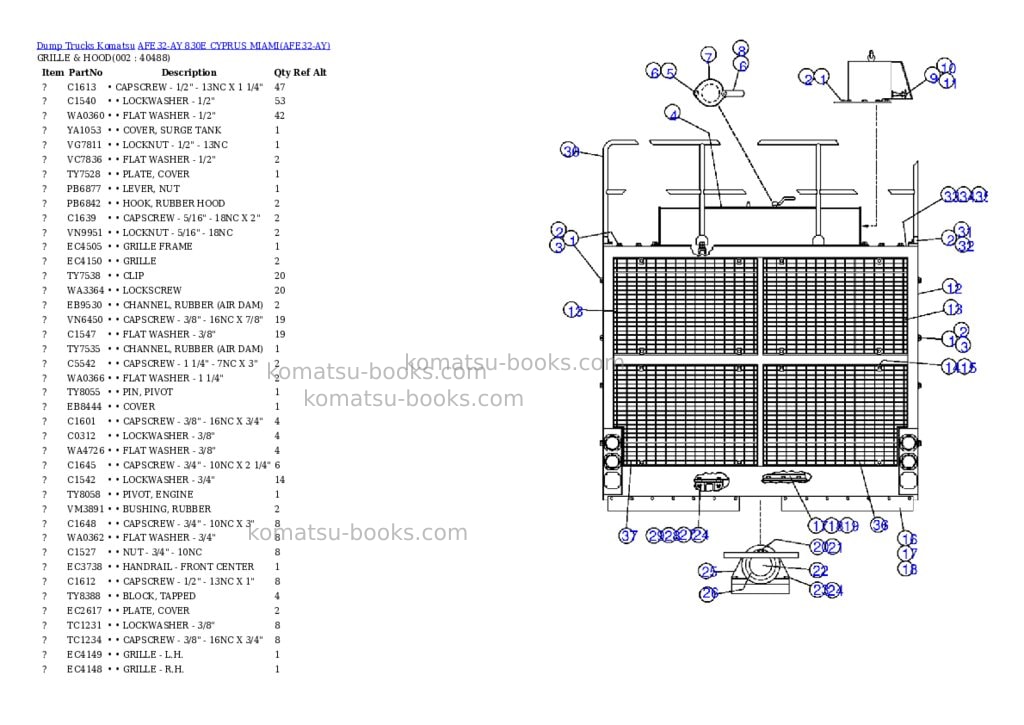 Komatsu afe32-ay 830e cyprus miami Parts catalog cover Komatsu afe32-ay 830e cyprus miami Parts catalog cover