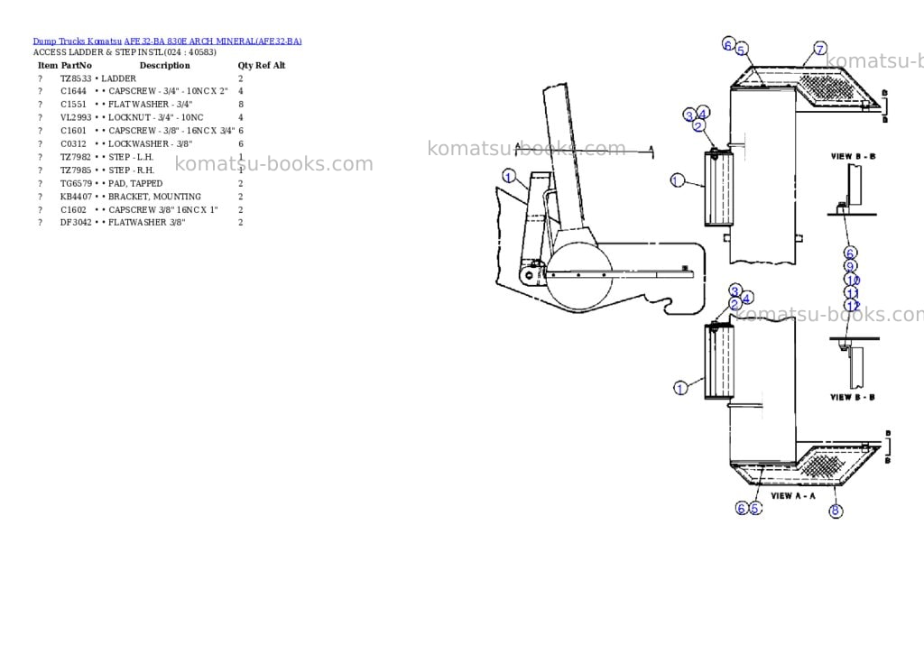 Komatsu afe32-ba 830e arch mineral Parts catalog cover Page 10 Komatsu afe32-ba 830e arch mineral Parts catalog cover Page 10