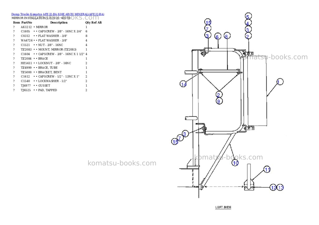 Komatsu afe32-ba 830e arch mineral Parts catalog cover Page 7 Komatsu afe32-ba 830e arch mineral Parts catalog cover Page 7