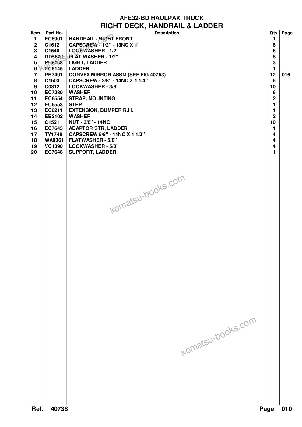 Komatsu afe32-bd 830e arch mineral Parts catalog cover Page 10