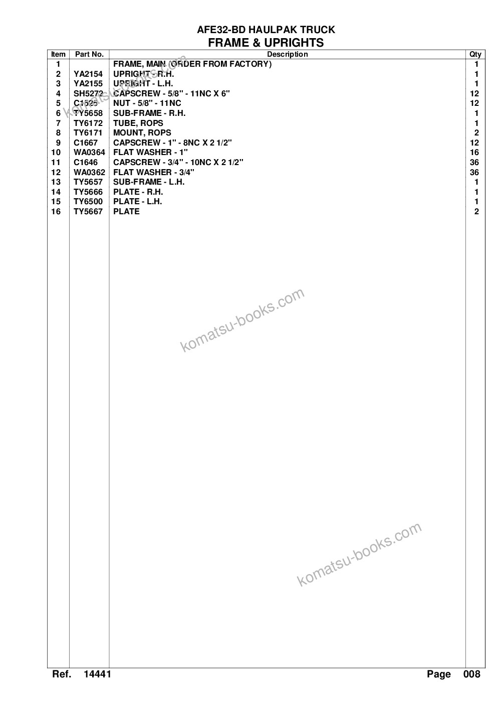 Komatsu afe32-bd 830e arch mineral Parts catalog cover Page 8