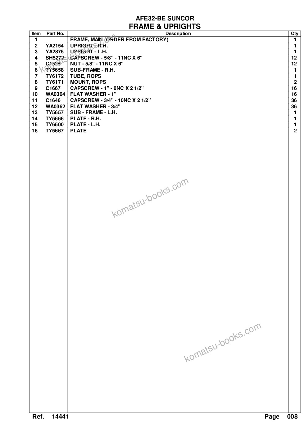 Komatsu afe32-be 830e s/n 32019 & 32123-32129 suncor Parts catalog cover Page 8 Komatsu afe32-be 830e s/n 32019 & 32123-32129 suncor Parts catalog cover Page 8