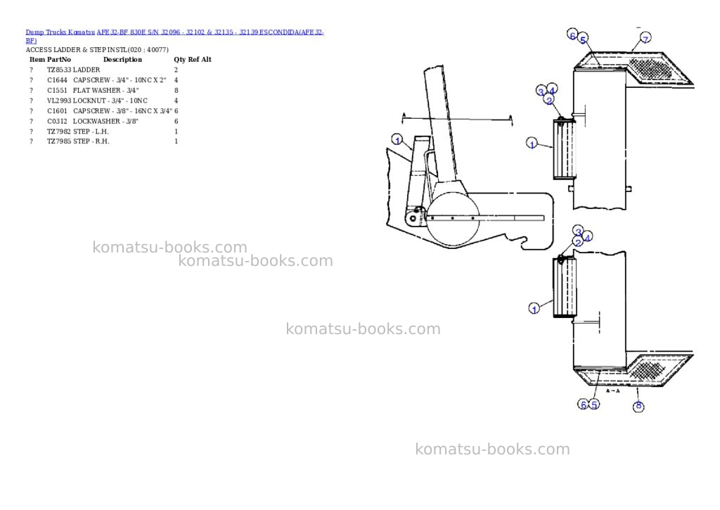 Komatsu afe32-bf 830e s/n 32096 - 32102 & 32135 - 32139 escondida Parts catalog cover Page 10