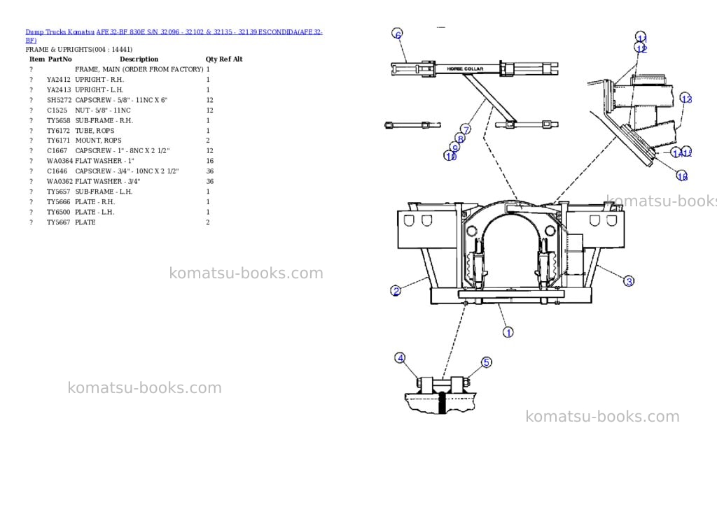 Komatsu afe32-bf 830e s/n 32096 - 32102 & 32135 - 32139 escondida Parts catalog cover Page 2