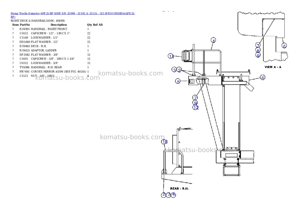 Komatsu afe32-bf 830e s/n 32096 - 32102 & 32135 - 32139 escondida Parts catalog cover Page 3
