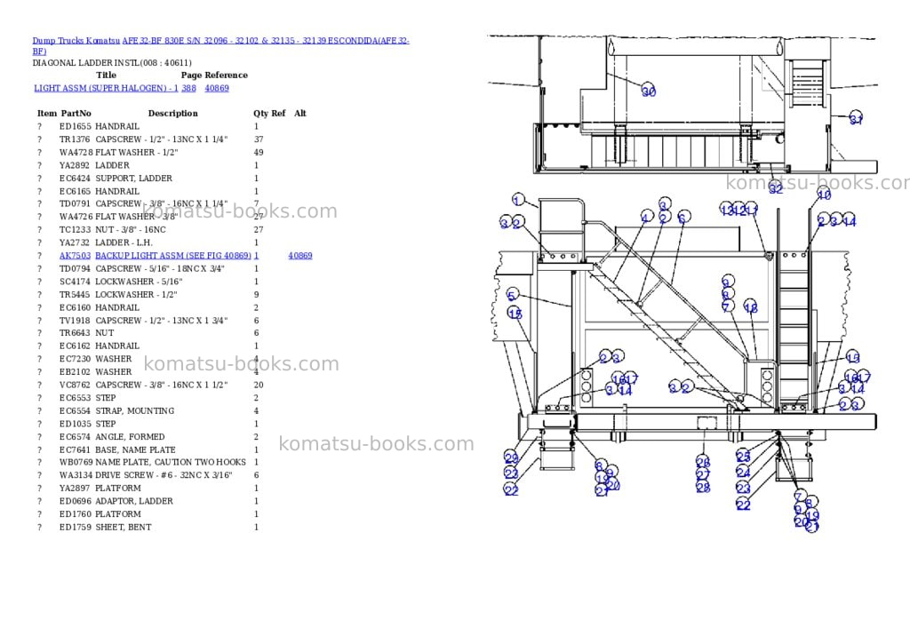 Komatsu afe32-bf 830e s/n 32096 - 32102 & 32135 - 32139 escondida Parts catalog cover Page 4