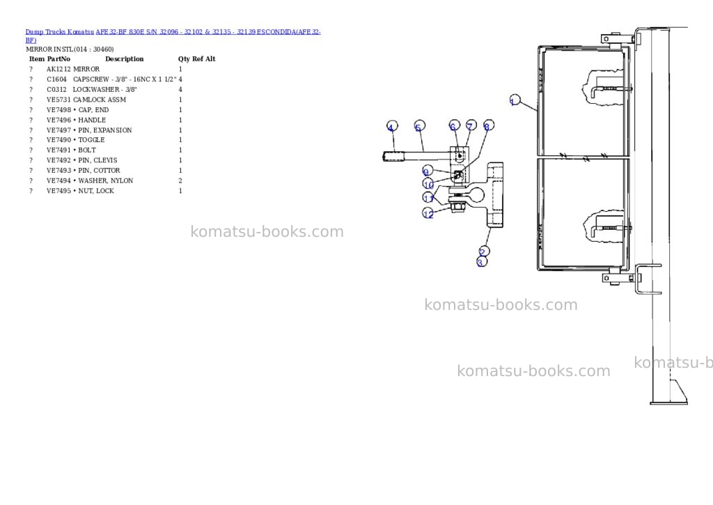 Komatsu afe32-bf 830e s/n 32096 - 32102 & 32135 - 32139 escondida Parts catalog cover Page 7
