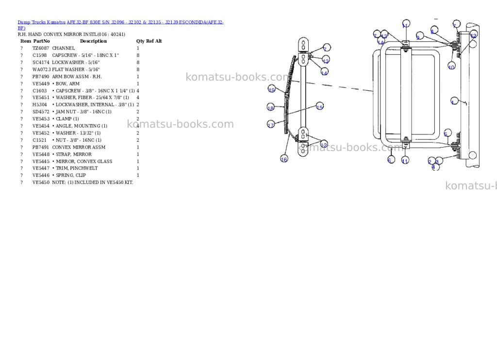 Komatsu afe32-bf 830e s/n 32096 - 32102 & 32135 - 32139 escondida Parts catalog cover Page 8
