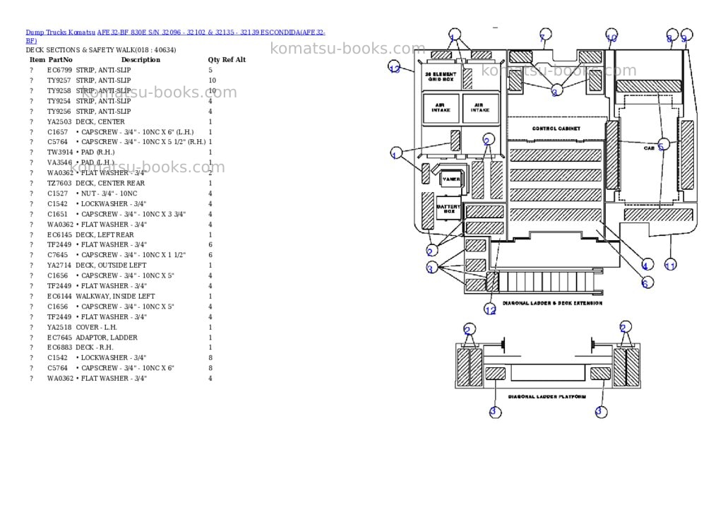 Komatsu afe32-bf 830e s/n 32096 - 32102 & 32135 - 32139 escondida Parts catalog cover Page 9