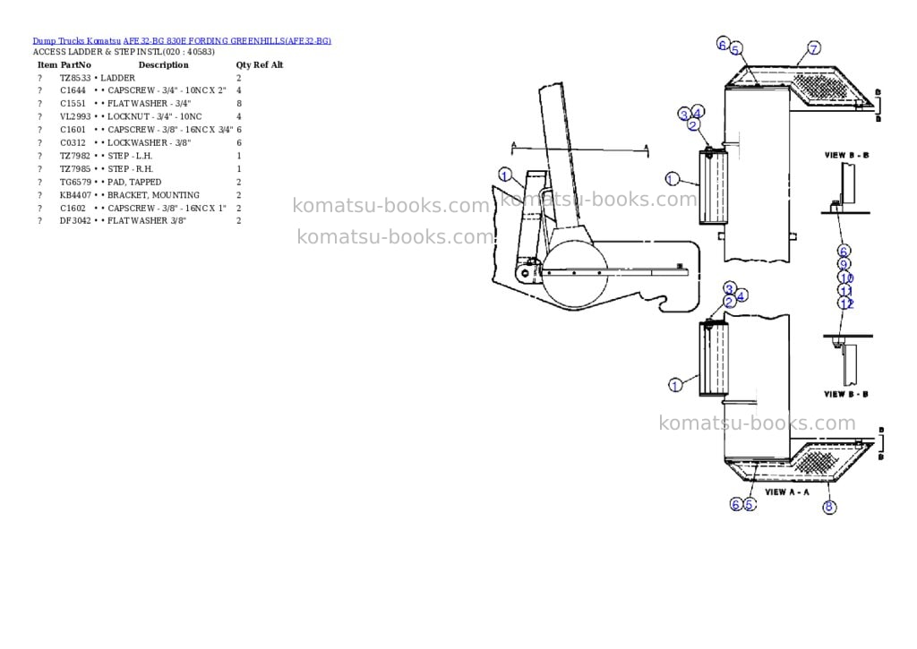 Komatsu afe32-bg 830e fording greenhills Parts catalog cover Page 10 Komatsu afe32-bg 830e fording greenhills Parts catalog cover Page 10