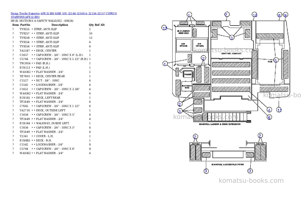 Komatsu afe32-bh 830e s/n 32146-32148 & 32156-32157 cyprus starfire Parts catalog cover Komatsu afe32-bh 830e s/n 32146-32148 & 32156-32157 cyprus starfire Parts catalog cover