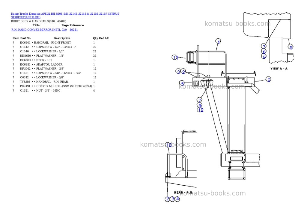 Komatsu afe32-bh 830e s/n 32146-32148 & 32156-32157 cyprus starfire Parts catalog cover Page 3 Komatsu afe32-bh 830e s/n 32146-32148 & 32156-32157 cyprus starfire Parts catalog cover Page 3