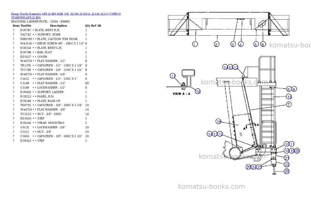 Komatsu afe32-bh 830e s/n 32146-32148 & 32156-32157 cyprus starfire Parts catalog cover Page 5 Komatsu afe32-bh 830e s/n 32146-32148 & 32156-32157 cyprus starfire Parts catalog cover Page 5