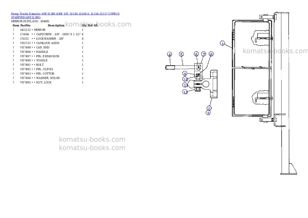 Komatsu afe32-bh 830e s/n 32146-32148 & 32156-32157 cyprus starfire Parts catalog cover Page 7 Komatsu afe32-bh 830e s/n 32146-32148 & 32156-32157 cyprus starfire Parts catalog cover Page 7