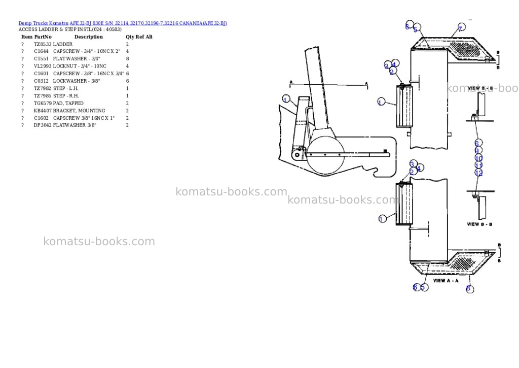Komatsu afe32-bj 830e s/n 32114,32170,32196-7,32216 cananea Parts catalog cover Page 10
