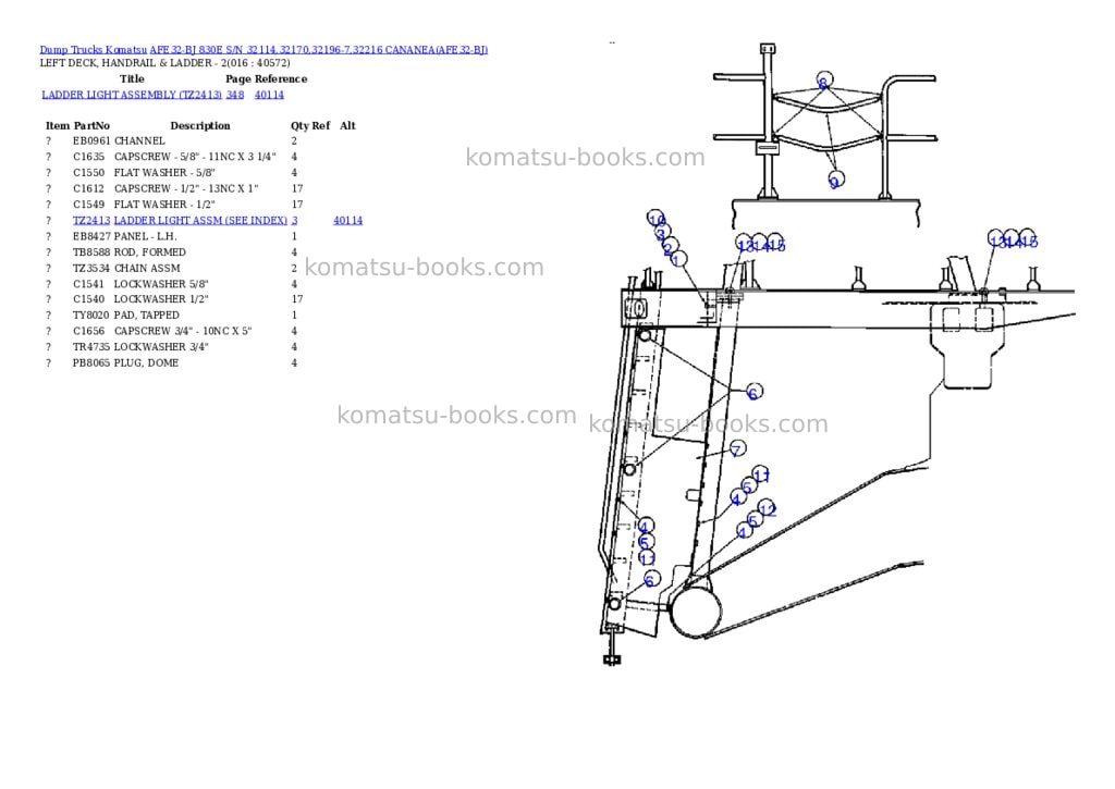 Komatsu afe32-bj 830e s/n 32114,32170,32196-7,32216 cananea Parts catalog cover Page 6