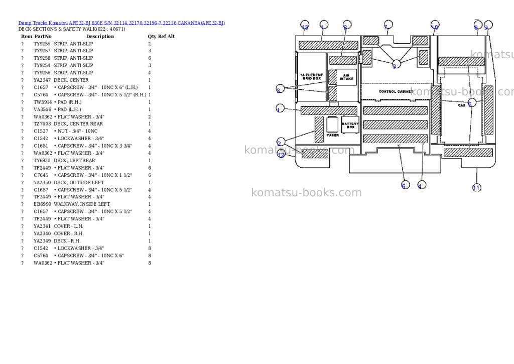 Komatsu afe32-bj 830e s/n 32114,32170,32196-7,32216 cananea Parts catalog cover Page 9