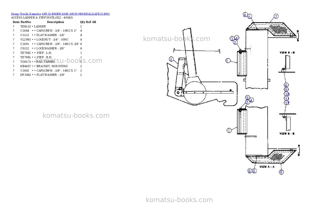 Komatsu afe32-bm/br 830e arch minerals Parts catalog cover Page 9 Komatsu afe32-bm/br 830e arch minerals Parts catalog cover Page 9