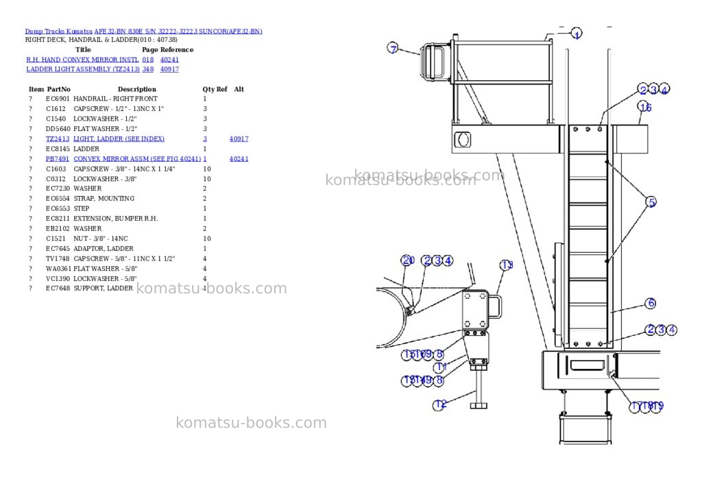Komatsu afe32-bn 830e s/n 32222-32223 suncor Parts catalog cover Page 3