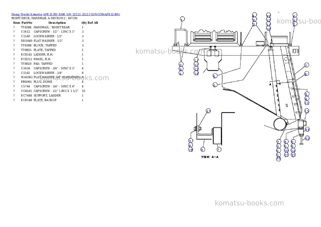 Komatsu afe32-bn 830e s/n 32222-32223 suncor Parts catalog cover Page 4
